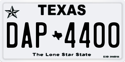 TX license plate DAP4400
