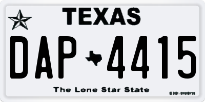 TX license plate DAP4415
