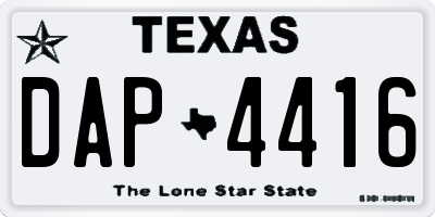 TX license plate DAP4416