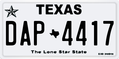 TX license plate DAP4417
