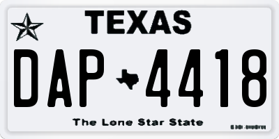 TX license plate DAP4418