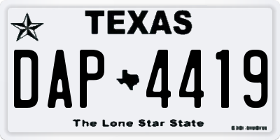 TX license plate DAP4419