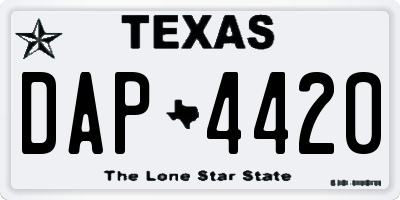 TX license plate DAP4420