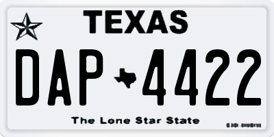 TX license plate DAP4422