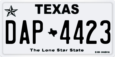 TX license plate DAP4423