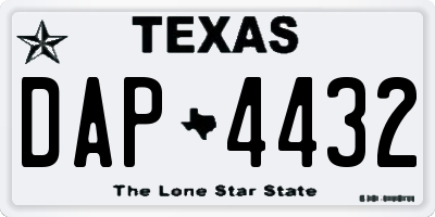 TX license plate DAP4432