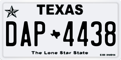 TX license plate DAP4438