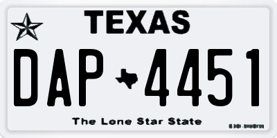 TX license plate DAP4451
