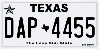 TX license plate DAP4455