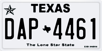 TX license plate DAP4461