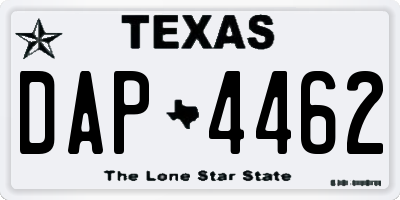 TX license plate DAP4462