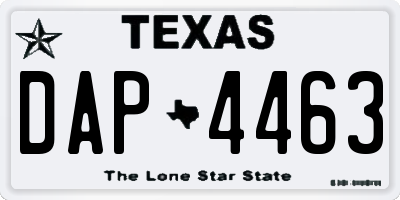 TX license plate DAP4463