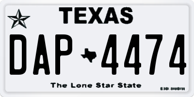 TX license plate DAP4474