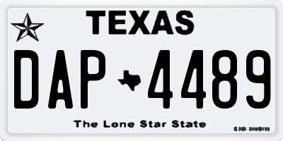 TX license plate DAP4489