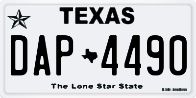 TX license plate DAP4490