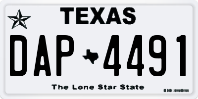 TX license plate DAP4491