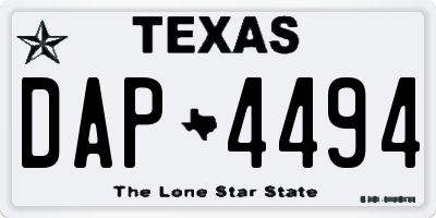 TX license plate DAP4494