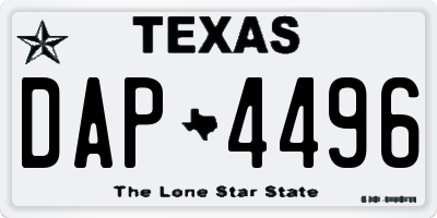 TX license plate DAP4496