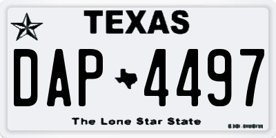 TX license plate DAP4497