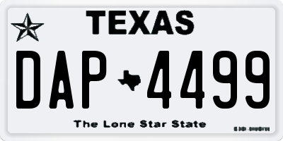 TX license plate DAP4499