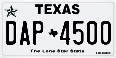 TX license plate DAP4500