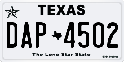 TX license plate DAP4502