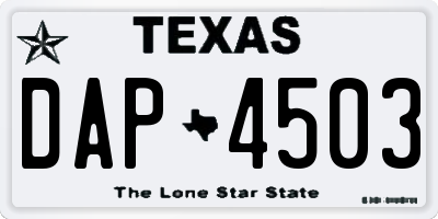 TX license plate DAP4503