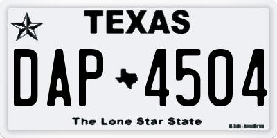 TX license plate DAP4504