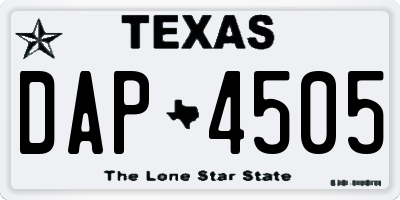 TX license plate DAP4505