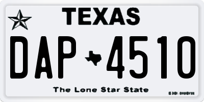 TX license plate DAP4510