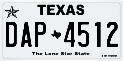 TX license plate DAP4512