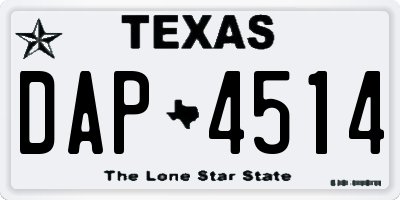 TX license plate DAP4514