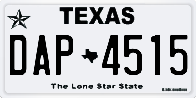 TX license plate DAP4515