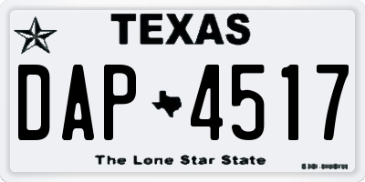 TX license plate DAP4517