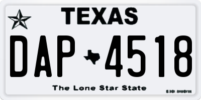 TX license plate DAP4518