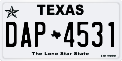 TX license plate DAP4531