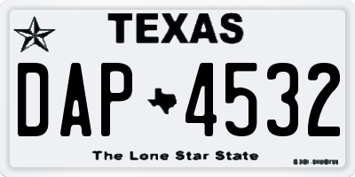 TX license plate DAP4532