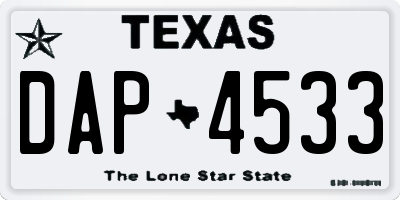 TX license plate DAP4533