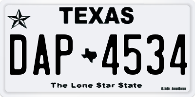 TX license plate DAP4534