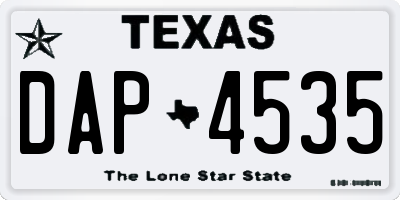 TX license plate DAP4535