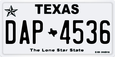 TX license plate DAP4536