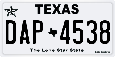 TX license plate DAP4538