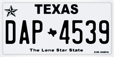 TX license plate DAP4539