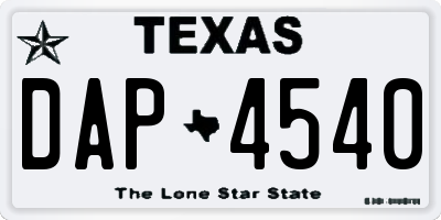 TX license plate DAP4540
