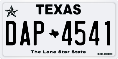 TX license plate DAP4541