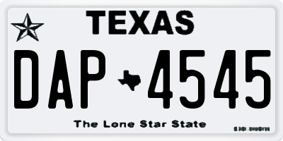 TX license plate DAP4545