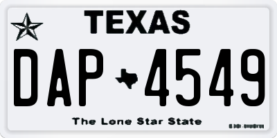 TX license plate DAP4549