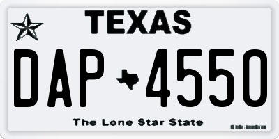 TX license plate DAP4550