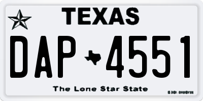 TX license plate DAP4551