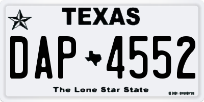TX license plate DAP4552